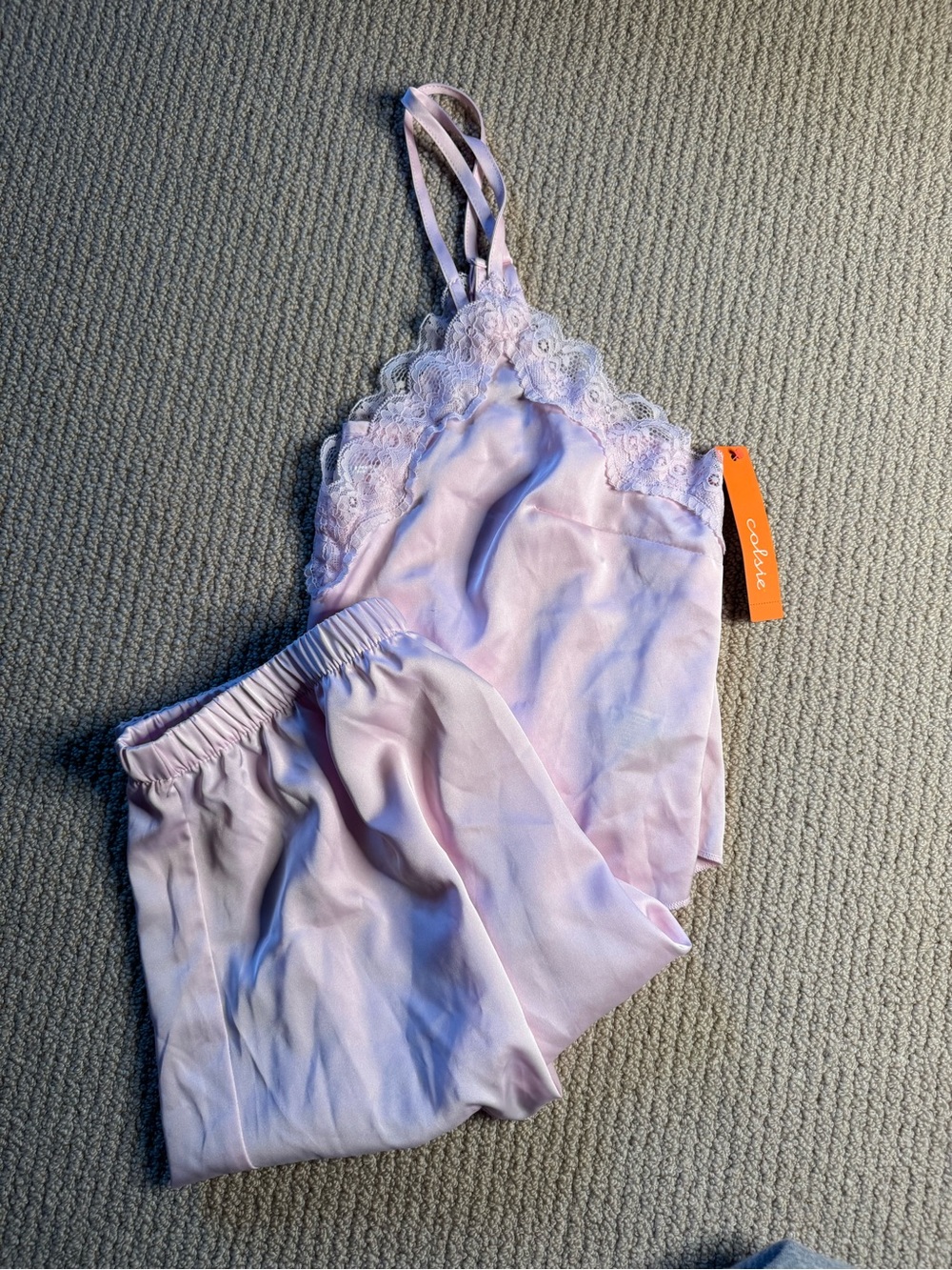 Colsie Pale Pink Lace-Trim Camisole & Pants Set